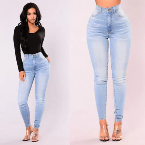 High-Waist Skinny Denim Jeans