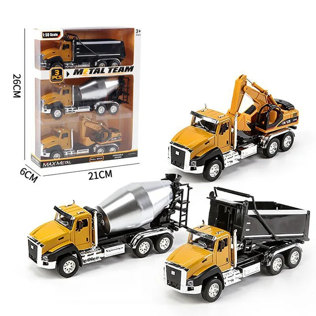 3 Pack of Diecast Engineering Construction Vehicles